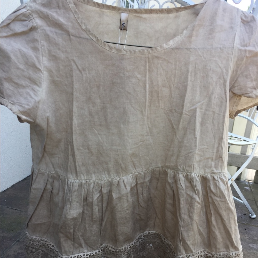 NWT Beige Top w/ Lace